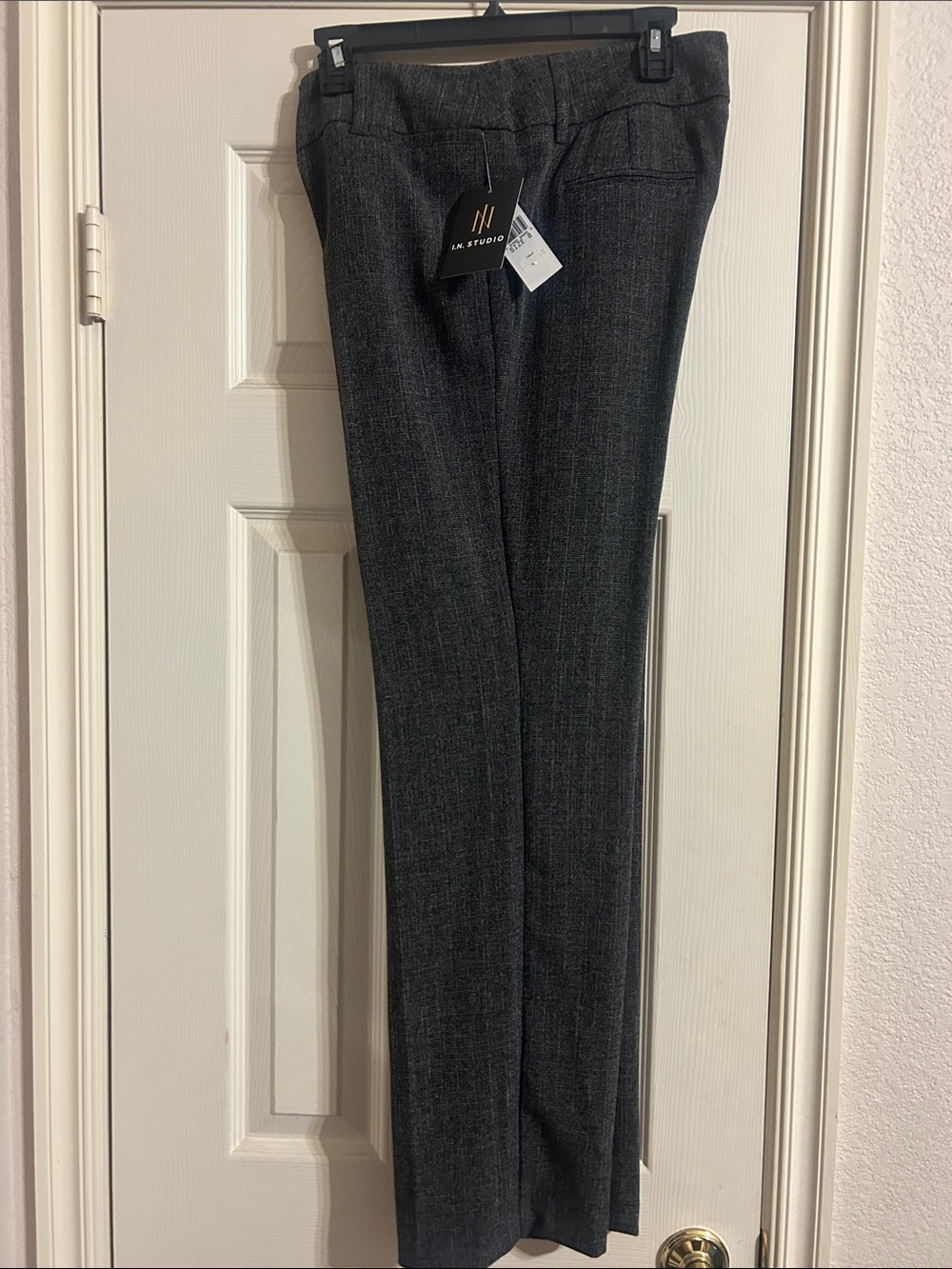 I.N. STUDIO Women’s Dark Charcoal Gray-Black Straight Pants Trousers Size 6